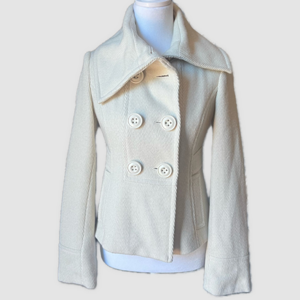 Zara TRF Cream Pea Coat-Style Jacket, NWOT-Size Small